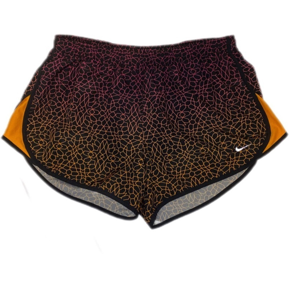 Nike Running Dri-FIT Tempo Shorts Black Orange Gradient Pattern Workout Size M - Picture 2 of 11